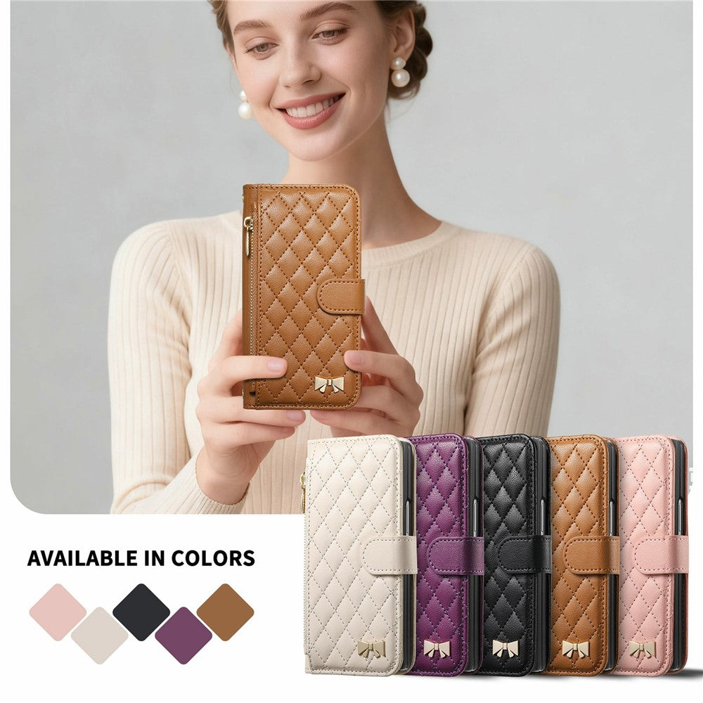 Til Samsung Galaxy Z Fold8 Ultra Standercover Præget TPU PU Læder Lynlås Lomme Pung Telefoncover med Rem