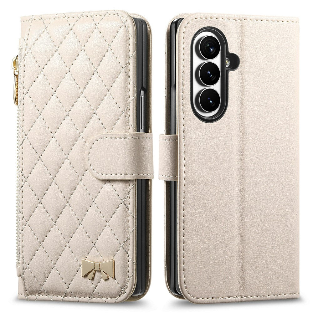 Til Samsung Galaxy Z Fold8 Ultra Standercover Præget TPU PU Læder Lynlås Lomme Pung Telefoncover med Rem