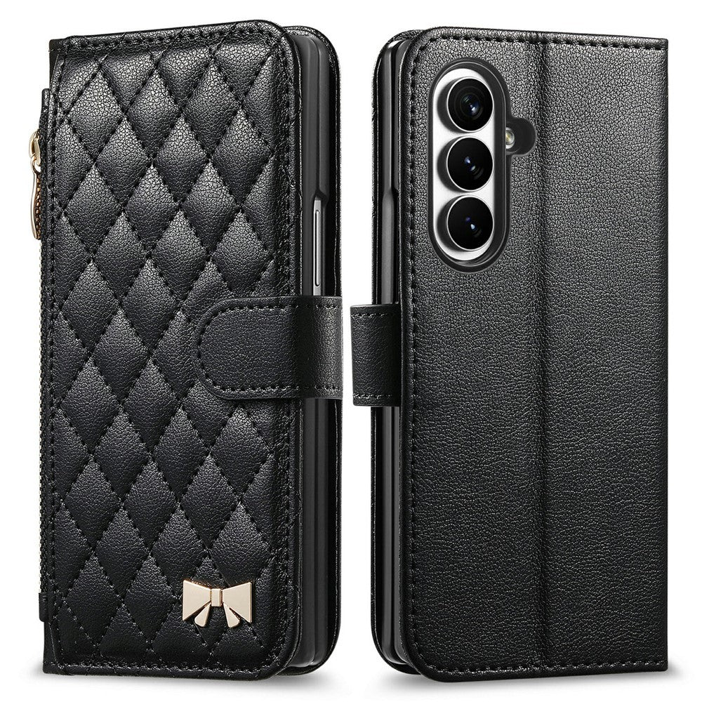 Til Samsung Galaxy Z Fold8 Ultra Standercover Præget TPU PU Læder Lynlås Lomme Pung Telefoncover med Rem