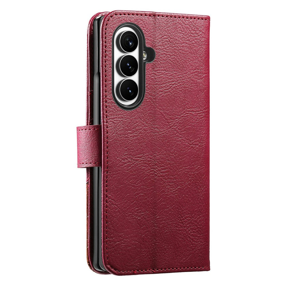 For Samsung Galaxy Z Fold8 Ultra Case Color Splicing TPU PU Leather Flip Shockproof Phone Cover with Wrist Strap