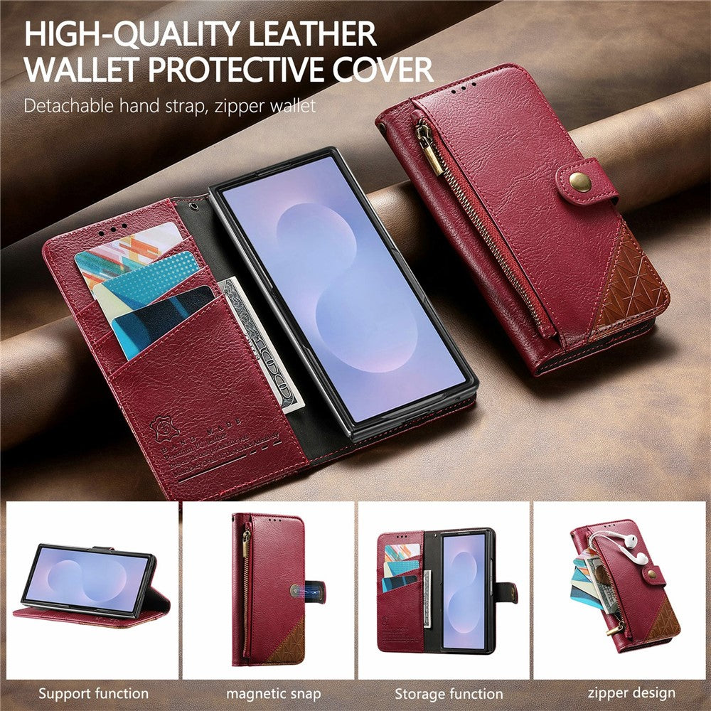 For Samsung Galaxy Z Fold8 Ultra Case Color Splicing TPU PU Leather Flip Shockproof Phone Cover with Wrist Strap