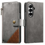 For Samsung Galaxy Z Fold8 Ultra Case Color Splicing TPU PU Leather Flip Shockproof Phone Cover with Wrist Strap