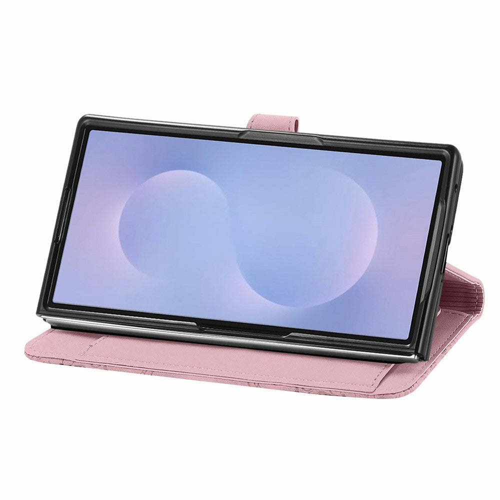 For Samsung Galaxy Z Fold8 Ultra Zipper Wallet Case with Strap Flower Imprint PU Leather Phone Cover