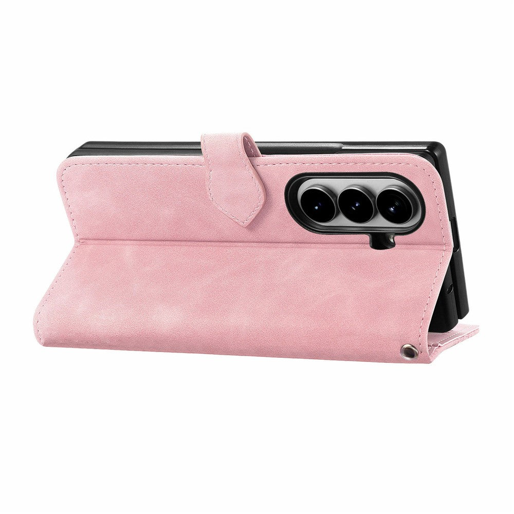 For Samsung Galaxy Z Fold8 Ultra Zipper Wallet Case with Strap Flower Imprint PU Leather Phone Cover
