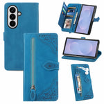 For Samsung Galaxy Z Fold8 Ultra Zipper Wallet Case with Strap Flower Imprint PU Leather Phone Cover