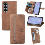 For Samsung Galaxy Z Fold8 Ultra Zipper Wallet Case with Strap Flower Imprint PU Leather Phone Cover