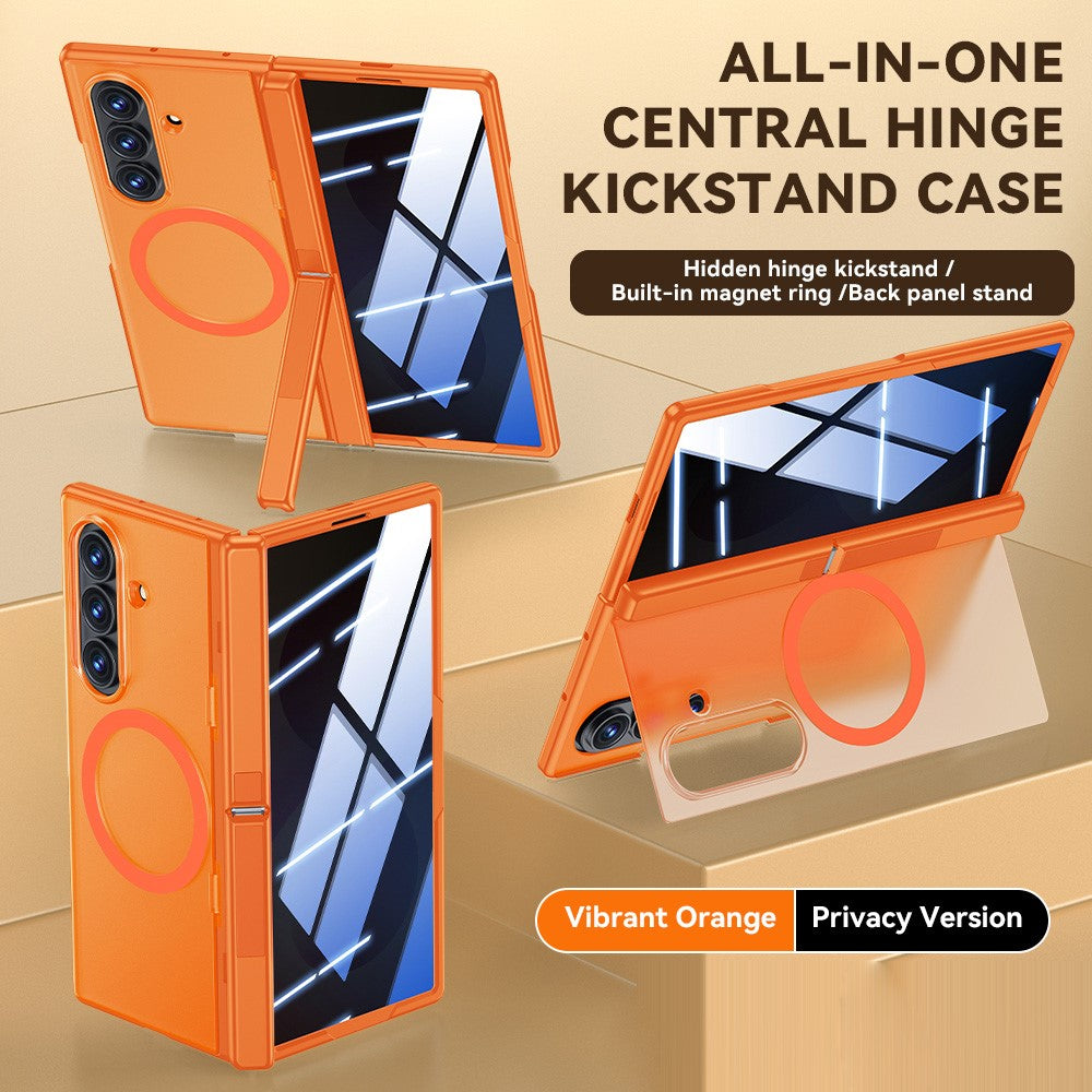 For Samsung Galaxy Z Fold8 Ultra Magnetic Case with Anti-Spy Tempered Glass Screen Protector Dual Kickstand PC + TPU Phone Cover