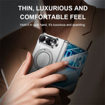For iPhone Fold Case with Anti-Spy Screen Film , Magnetic Rotating Kickstand Electroplating PC Phone Cover