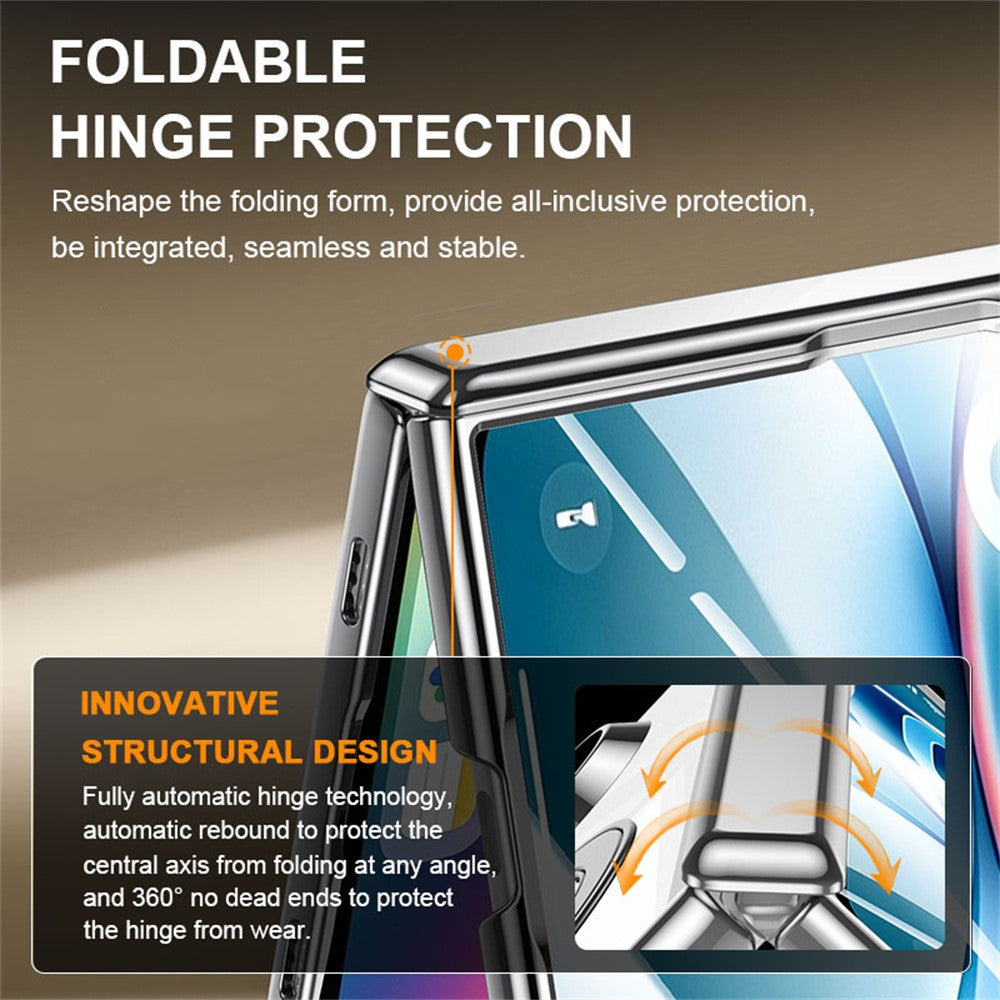 For iPhone Fold Case with Anti-Spy Screen Film , Magnetic Rotating Kickstand Electroplating PC Phone Cover