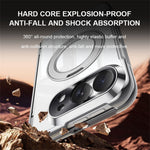 For iPhone Fold Case with Anti-Spy Screen Film , Magnetic Rotating Kickstand Electroplating PC Phone Cover