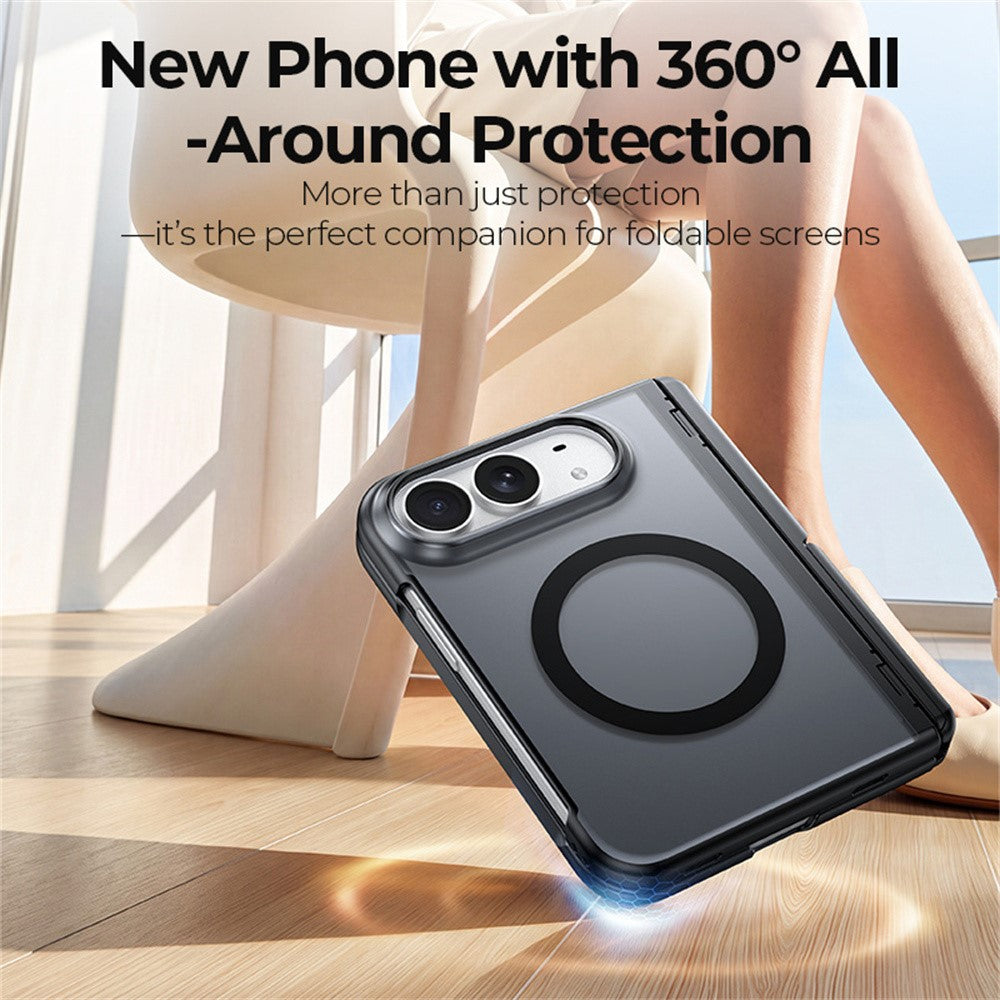 For iPhone Duo Magnetic Case with Anti-Spy Tempered Glass Film Hinge Kickstand Frosted PC Phone Cover