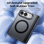For iPhone Duo Magnetic Case with Anti-Spy Tempered Glass Film Hinge Kickstand Frosted PC Phone Cover