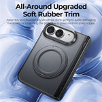 For iPhone Fold Case with Anti-Spy Tempered Glass Film Magnetic Rotatable Kickstand PC Phone Cover