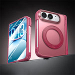 Til iPhone Fold Case med HD Klart Hærdet Glasfilm Magnetisk Roterbar Støtteben PC Telefoncover