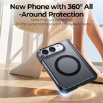 For iPhone Fold Magnetic Case with HD Clear Tempered Glass Film Hinge Protection Matte PC Phone Cover
