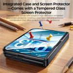 For iPhone Fold Magnetic Case with HD Clear Tempered Glass Film Hinge Protection Matte PC Phone Cover