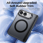 For iPhone Fold Magnetic Case with HD Clear Tempered Glass Film Hinge Protection Matte PC Phone Cover