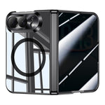 For iPhone Duo Magnetic Case with Anti-Spy Tempered Glass Film, Hinge Protection Electroplated PC Phone Cover