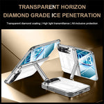 For iPhone Fold Magnetic Case with HD Clear Screen Film, Hinge Kickstand Electroplated PC Phone Cover