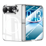 For iPhone Fold Magnetic Case with HD Clear Screen Film, Hinge Kickstand Electroplated PC Phone Cover