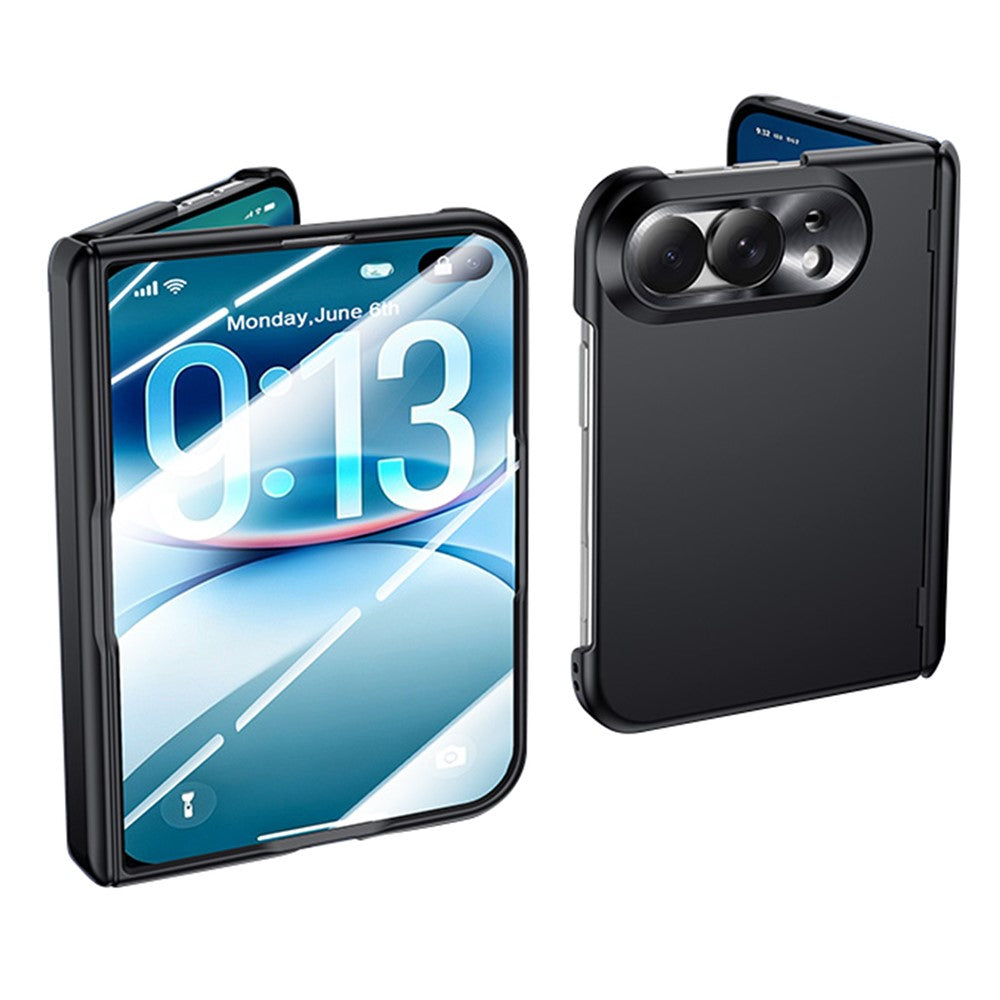 For iPhone Fold Case with HD Clear Tempered Glass Film Hard PC Skin-touch Phone Cover