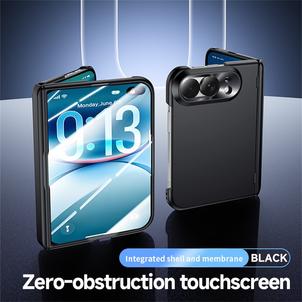 For iPhone Fold Case with HD Clear Tempered Glass Film Hard PC Skin-touch Phone Cover