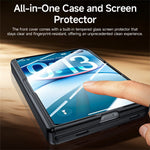 For iPhone Fold Case with HD Clear Tempered Glass Film Hard PC Skin-touch Phone Cover