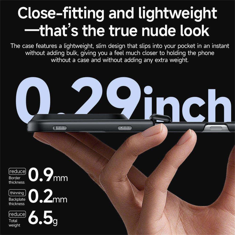For iPhone Fold Case with HD Clear Tempered Glass Film Hard PC Skin-touch Phone Cover