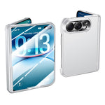 For iPhone Fold Case with HD Clear Tempered Glass Film Hard PC Skin-touch Phone Cover