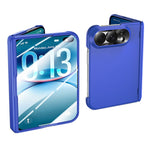 For iPhone Fold Case with HD Clear Tempered Glass Film Hard PC Skin-touch Phone Cover