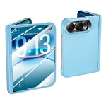 For iPhone Fold Case with HD Clear Tempered Glass Film Hard PC Skin-touch Phone Cover