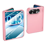 For iPhone Fold Case with HD Clear Tempered Glass Film Hard PC Skin-touch Phone Cover