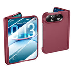 For iPhone Fold Case with HD Clear Tempered Glass Film Hard PC Skin-touch Phone Cover