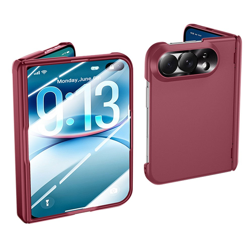 For iPhone Fold Case with HD Clear Tempered Glass Film Hard PC Skin-touch Phone Cover