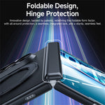 For iPhone Duo Case Magnetic Rotating Kickstand Hard PC Phone Cover with HD Clear Tempered Glass Film