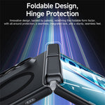 Til iPhone Fold magnetisk etui med HD klar hærdet glasfilm fjederhængsel støtteben hudtekstureret PC telefoncover