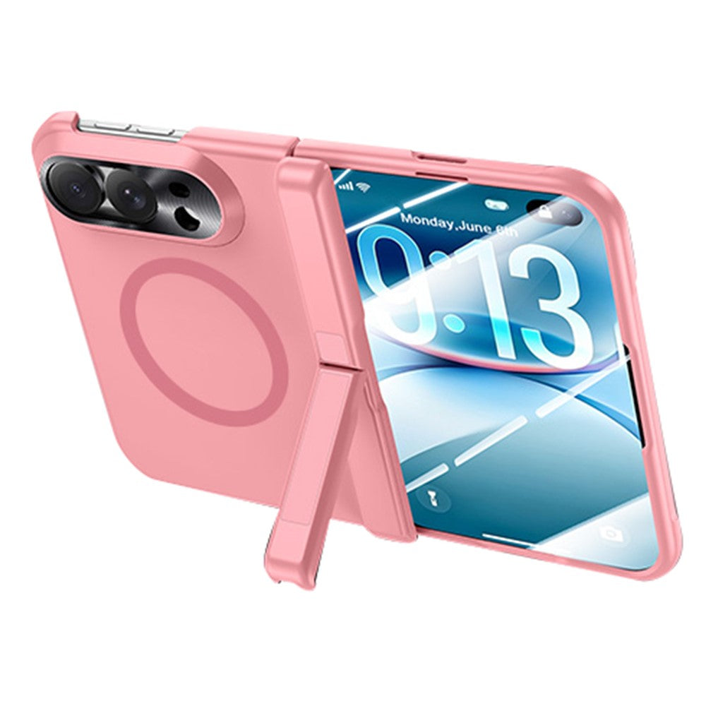 Til iPhone Fold magnetisk etui med HD klar hærdet glasfilm fjederhængsel støtteben hudtekstureret PC telefoncover