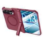 Til iPhone Fold magnetisk etui med HD klar hærdet glasfilm fjederhængsel støtteben hudtekstureret PC telefoncover