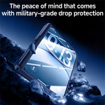 For iPhone Duo Magnetic Case with Anti-Spy Tempered Glass Film Spring Hinge Kickstand Skin-textured PC Phone Cover
