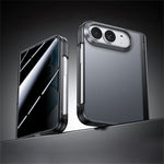 For iPhone Duo Case with Anti-Spy Tempered Glass Film Hinge Protection Frosted PC + TPU Ultra-Thin Phone Cover