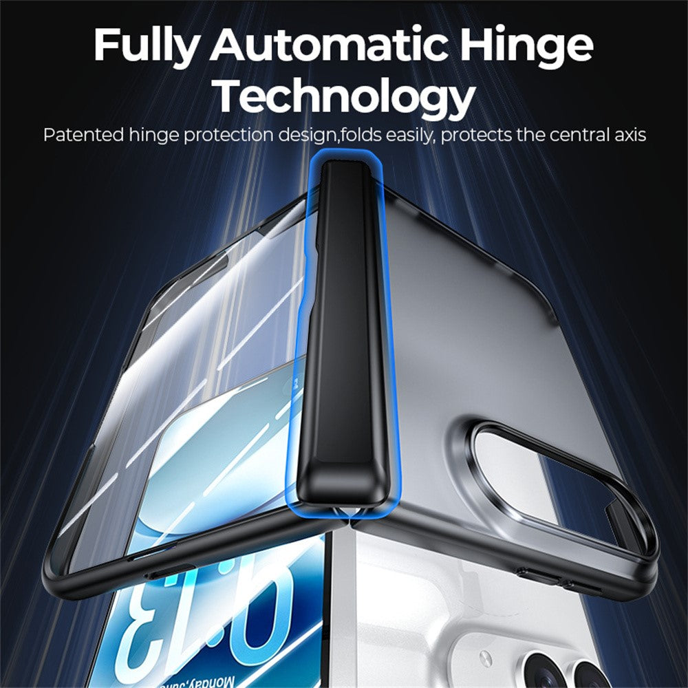 For iPhone Duo Case with Anti-Spy Tempered Glass Film Hinge Protection Frosted PC + TPU Ultra-Thin Phone Cover