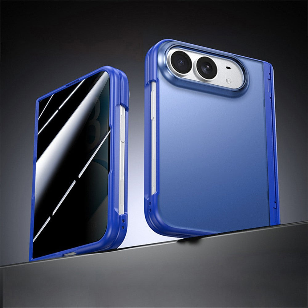 For iPhone Duo Case with Anti-Spy Tempered Glass Film Hinge Protection Frosted PC + TPU Ultra-Thin Phone Cover