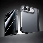 Til iPhone Fold Cover med Anti-Spion Hærdet Glasfilm Hængsel Kickstand Mat PC + TPU Ultratyndt Telefoncover