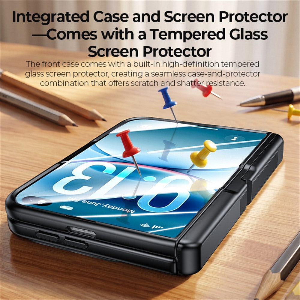 Til iPhone Fold Cover med Anti-Spion Hærdet Glasfilm Hængsel Kickstand Mat PC + TPU Ultratyndt Telefoncover