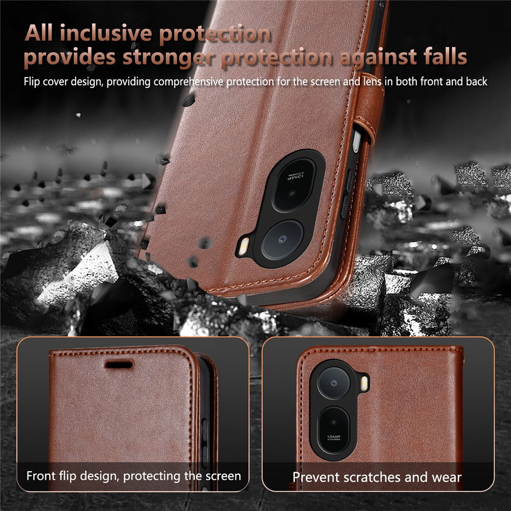 AZNS For Xiaomi Poco C85x 5G / Redmi A7 Pro 4G (171.56mm) / A7 Pro 5G Case Anti-Scratch PU Leather Stand Wallet Phone Cover