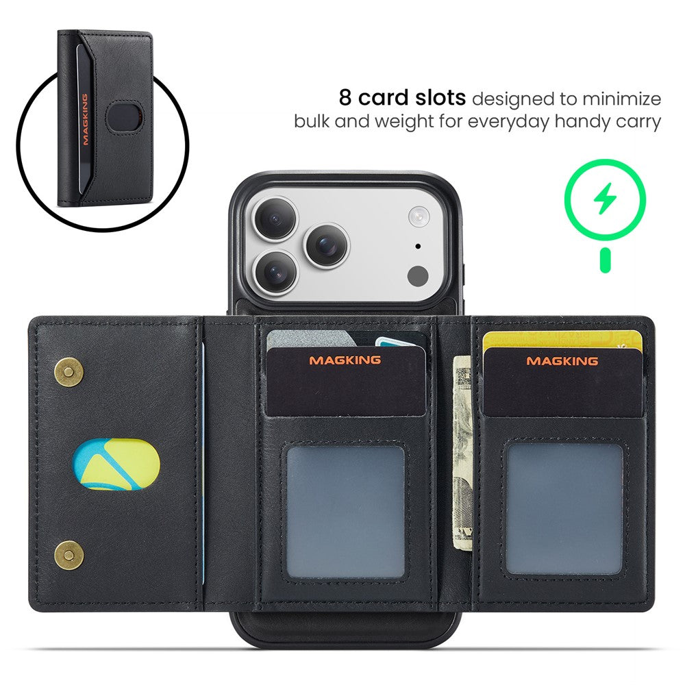 MAGKING K5 til iPhone 18 Pro Max / 17 Pro Max Cover RFID-blokerende Pung med 8 Kort Lommer i PU-læder bagcover