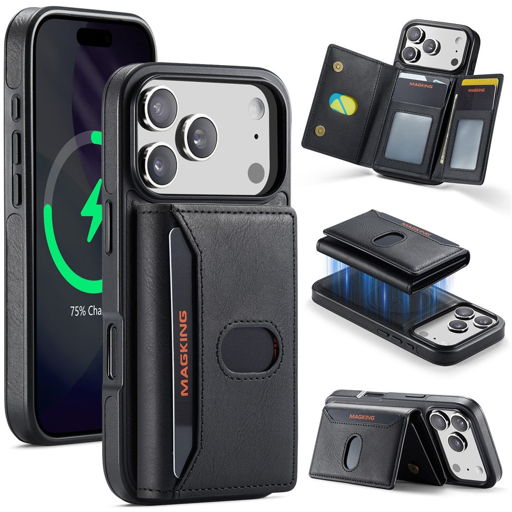 MAGKING K5 for iPhone 18 Pro / 17 Pro Case RFID Blocking 8 Card Holder PU Leather Phone Back Cover
