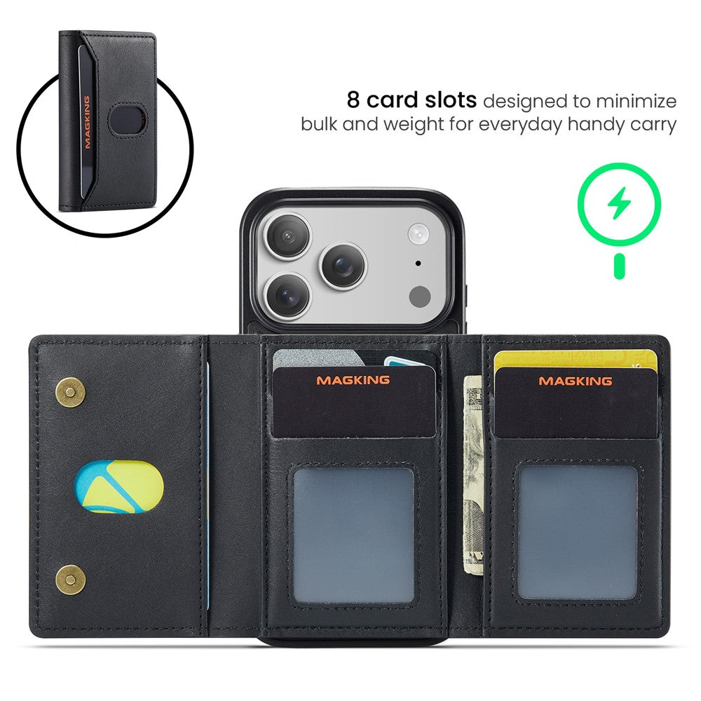 MAGKING K5 for iPhone 18 Pro / 17 Pro Case RFID Blocking 8 Card Holder PU Leather Phone Back Cover