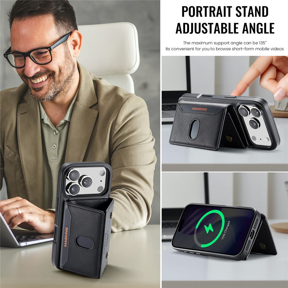 MAGKING K5 for iPhone 18 Pro / 17 Pro Case RFID Blocking 8 Card Holder PU Leather Phone Back Cover