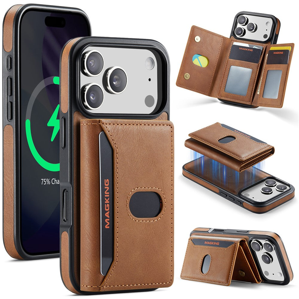 MAGKING K5 for iPhone 18 Pro / 17 Pro Case RFID Blocking 8 Card Holder PU Leather Phone Back Cover